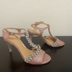 Blush Jeweled Badgley Mishka evening shoes